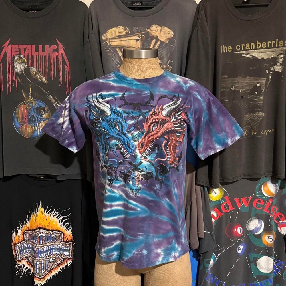 Vintage y2k dragon tie dye T-shirt